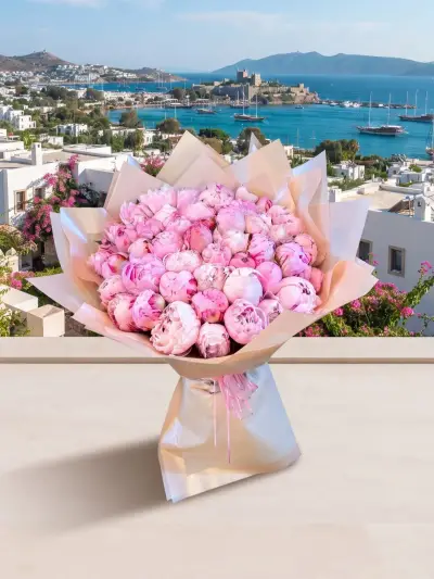 Pudra Ambalajda Pembe Gül Buketi