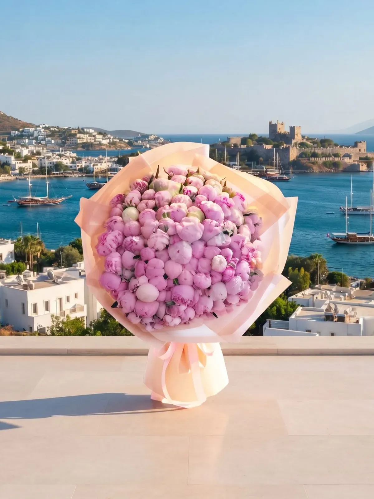 Mavi Ambalaj - Pastel Pembe Buket