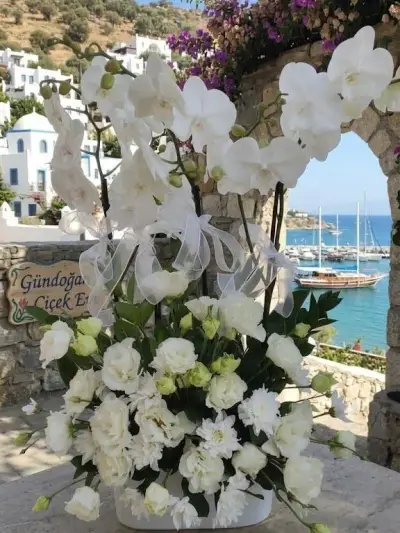 Beyaz Orkide ve Lisianthus Aranjmanı