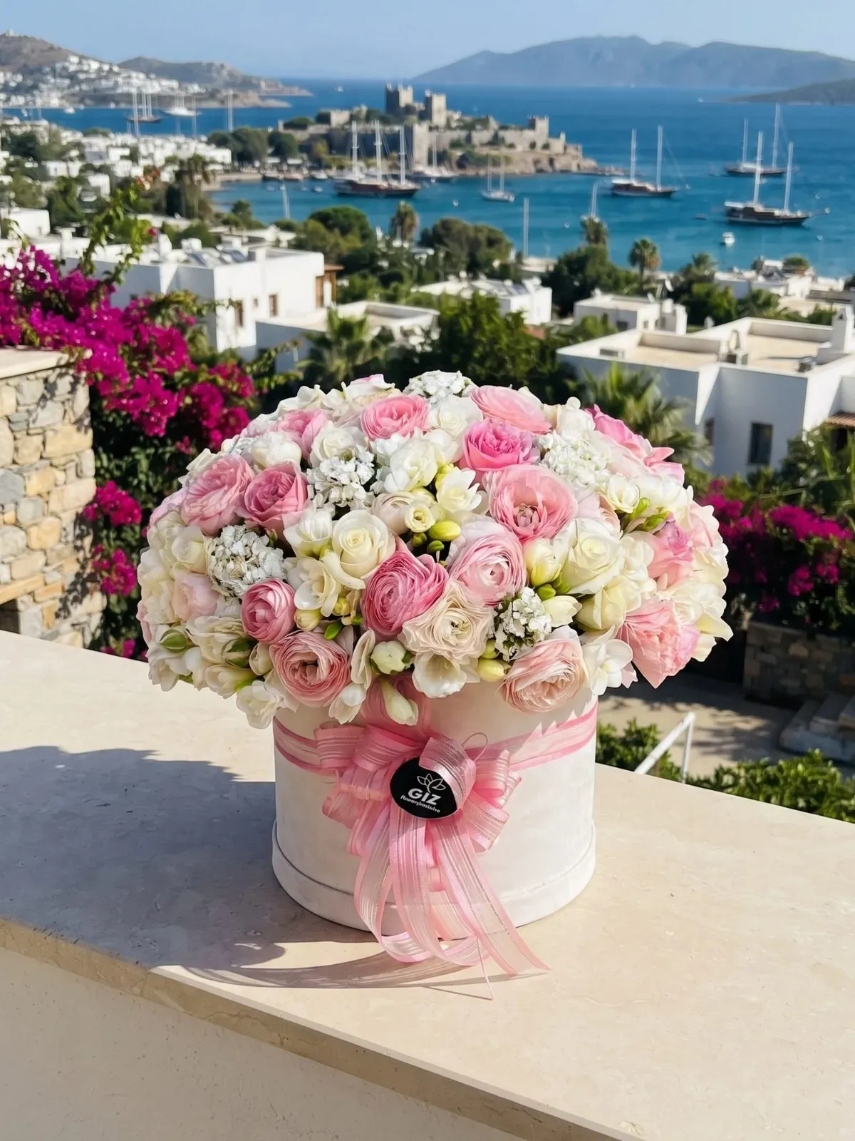 Koyu Pembe Ambalaj - Pastel Çiçek Buketi