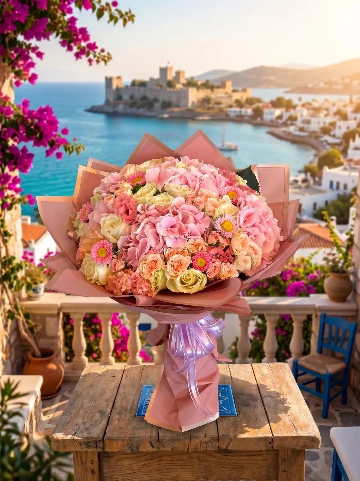 Pembe Şeftali Rüyası Gül Buketi